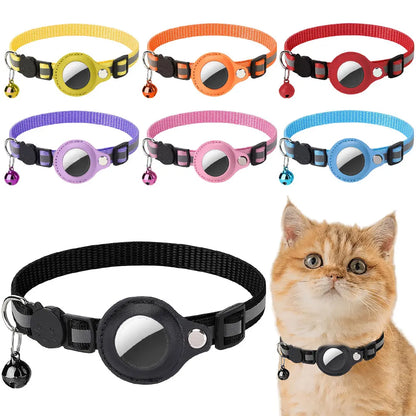 For Apple AirTag Pet Collar Reflective cat collar Safety Buckle GPS Tracker Holder .