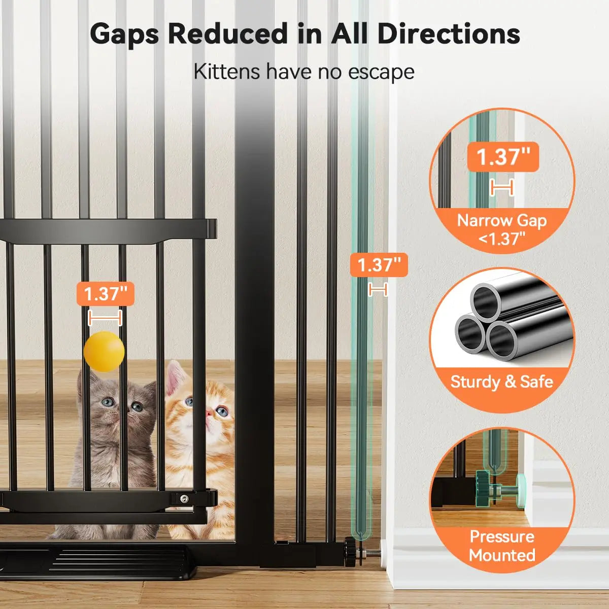 55.1" Tall Adjustable Cat Gate with Pet Door