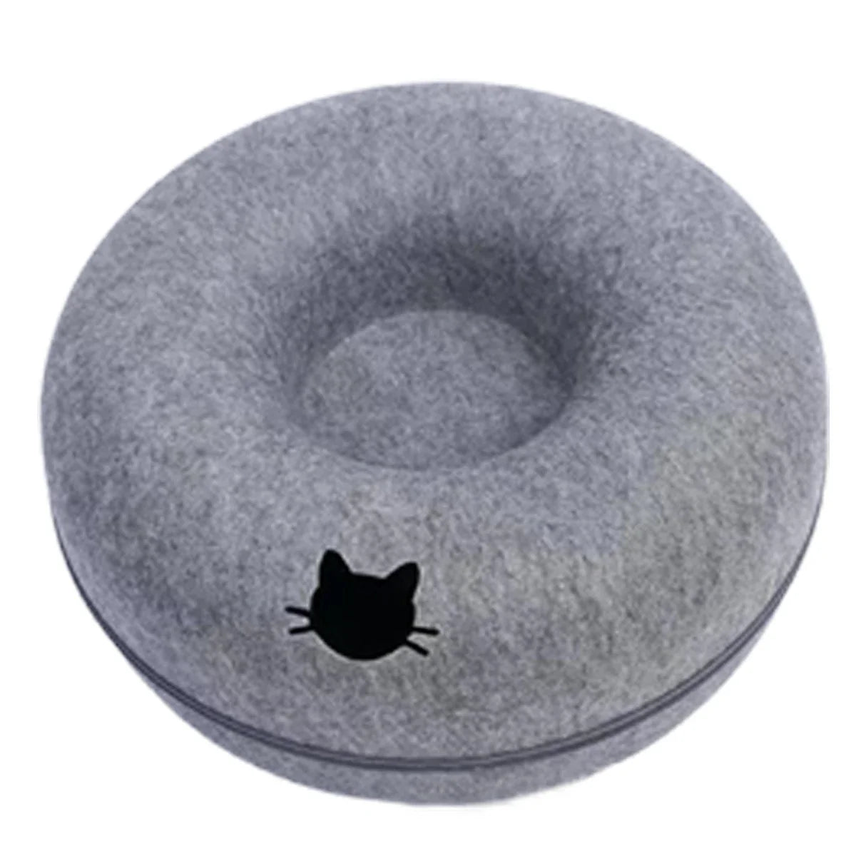Felt Donut Cat Bed | 2-in-1 Cat Tunnel Bed & Hideout
