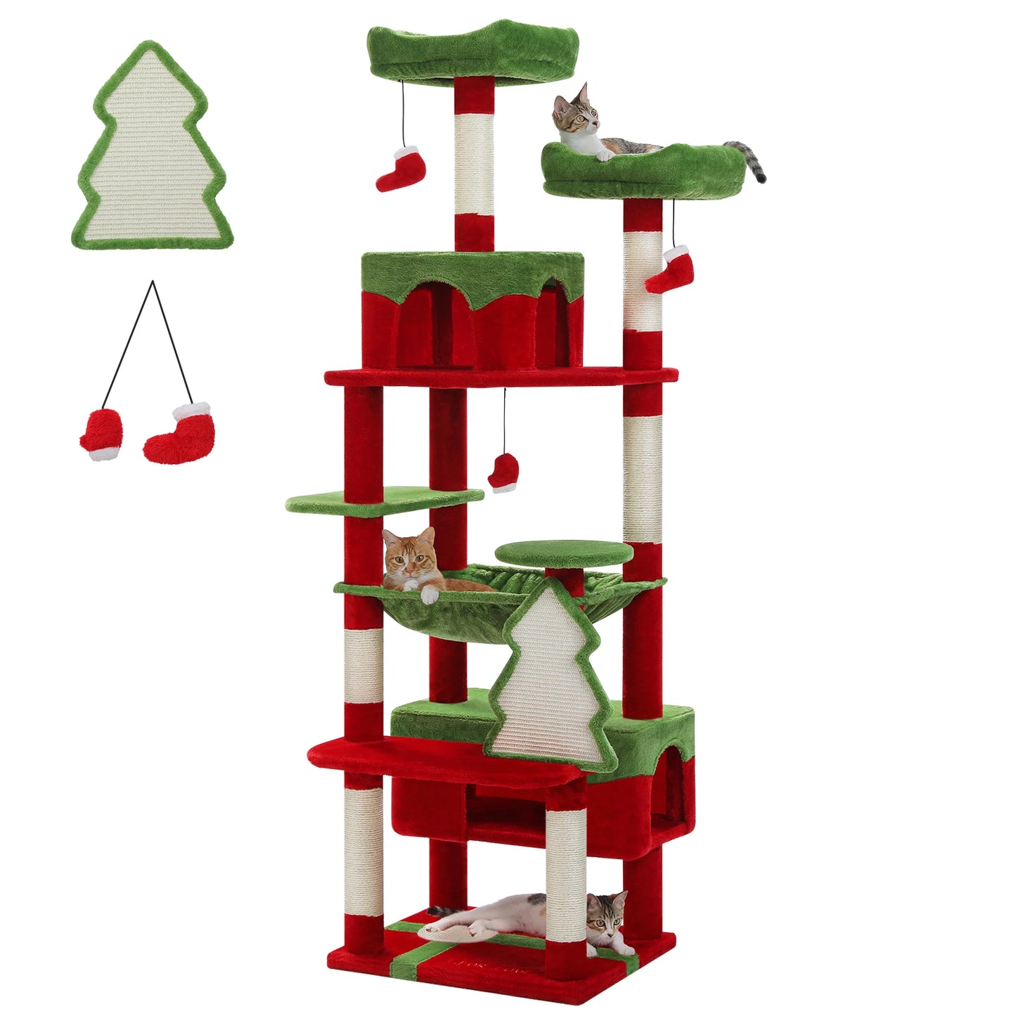Large Cat Tree and Tower for Indoor Cats With Sisal-Covered Scratching Posts Spacious Hammock Padded Perches.