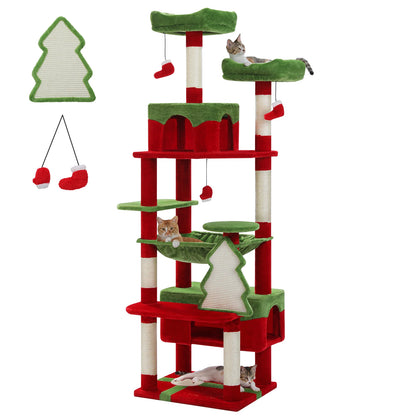 Large Cat Tree and Tower for Indoor Cats With Sisal-Covered Scratching Posts Spacious Hammock Padded Perches.