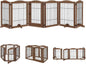 Foldable Wood and Wire Pet Playpen with Walk-Through Gate.