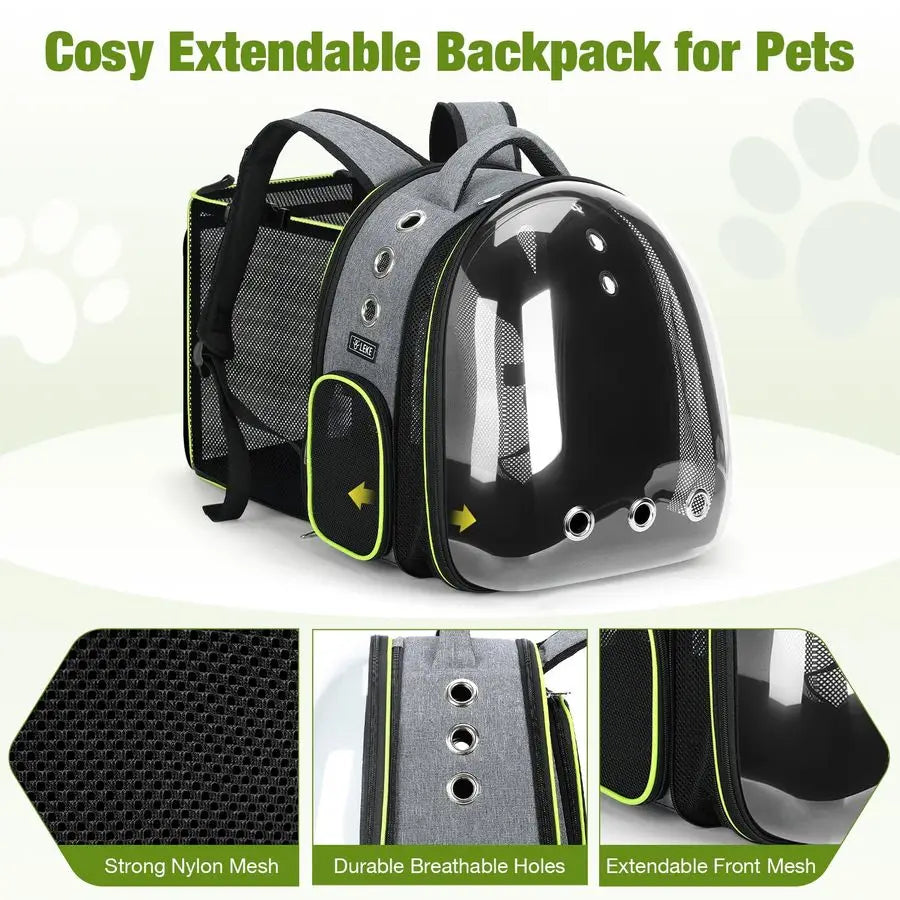 Cat Bubble Backpack Carrier Expandable Large Space Cat Backpack for Kitty and Small Dogs up to 18lbs,