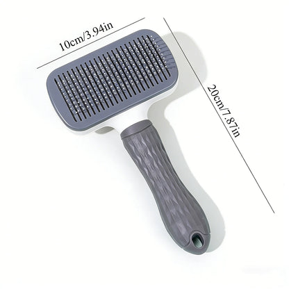 Pet Grooming Brush with One-Click Hair Removal, Bent Needle Massaging Comb for pets.