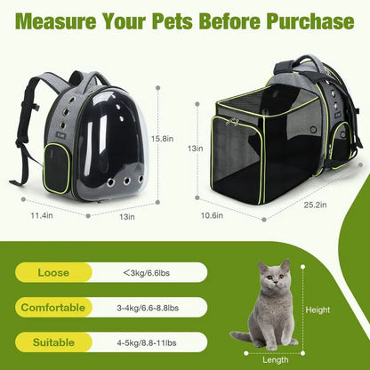 Cat Bubble Backpack Carrier Expandable Large Space Cat Backpack for Kitty and Small Dogs up to 18lbs,
