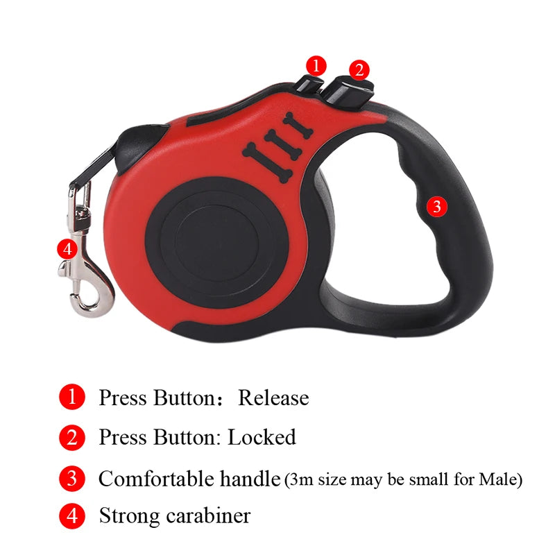 3m 5m Dog Leash for Small pets auomatic  Retractable Durable Nylon Lead.