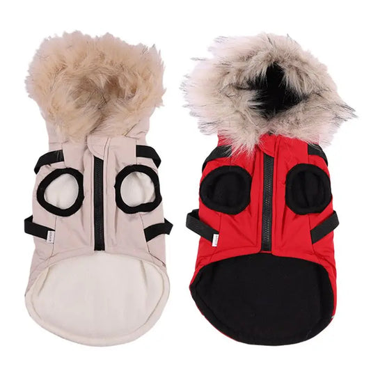Winter Pet Dog Jacket With Harness War,  Waterproof Hooded Coat for Small Medium Dogs .