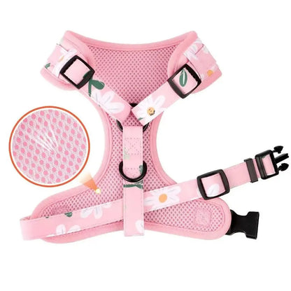 Cute Girl Dog Collars, Harnesses amd leashe  Adjustable Dog Collar and Leash Set with Soft Mesh .