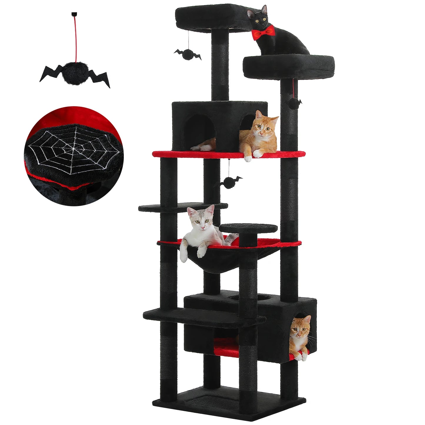 Large Cat Tree and Tower for Indoor Cats With Sisal-Covered Scratching Posts Spacious Hammock Padded Perches.