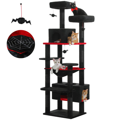 Large Cat Tree and Tower for Indoor Cats With Sisal-Covered Scratching Posts Spacious Hammock Padded Perches.