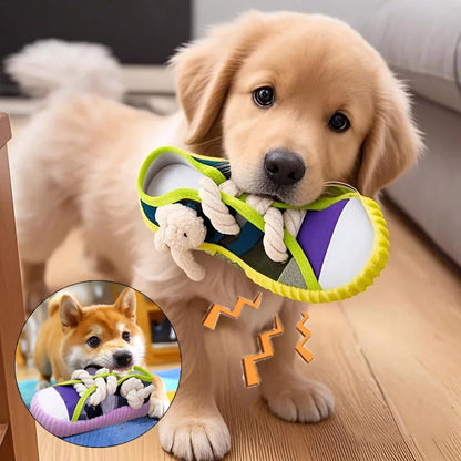 Dog Squeak Toy Teeth Grinding Bite Resistant Slippers Shape Puppy Chew Toy ,