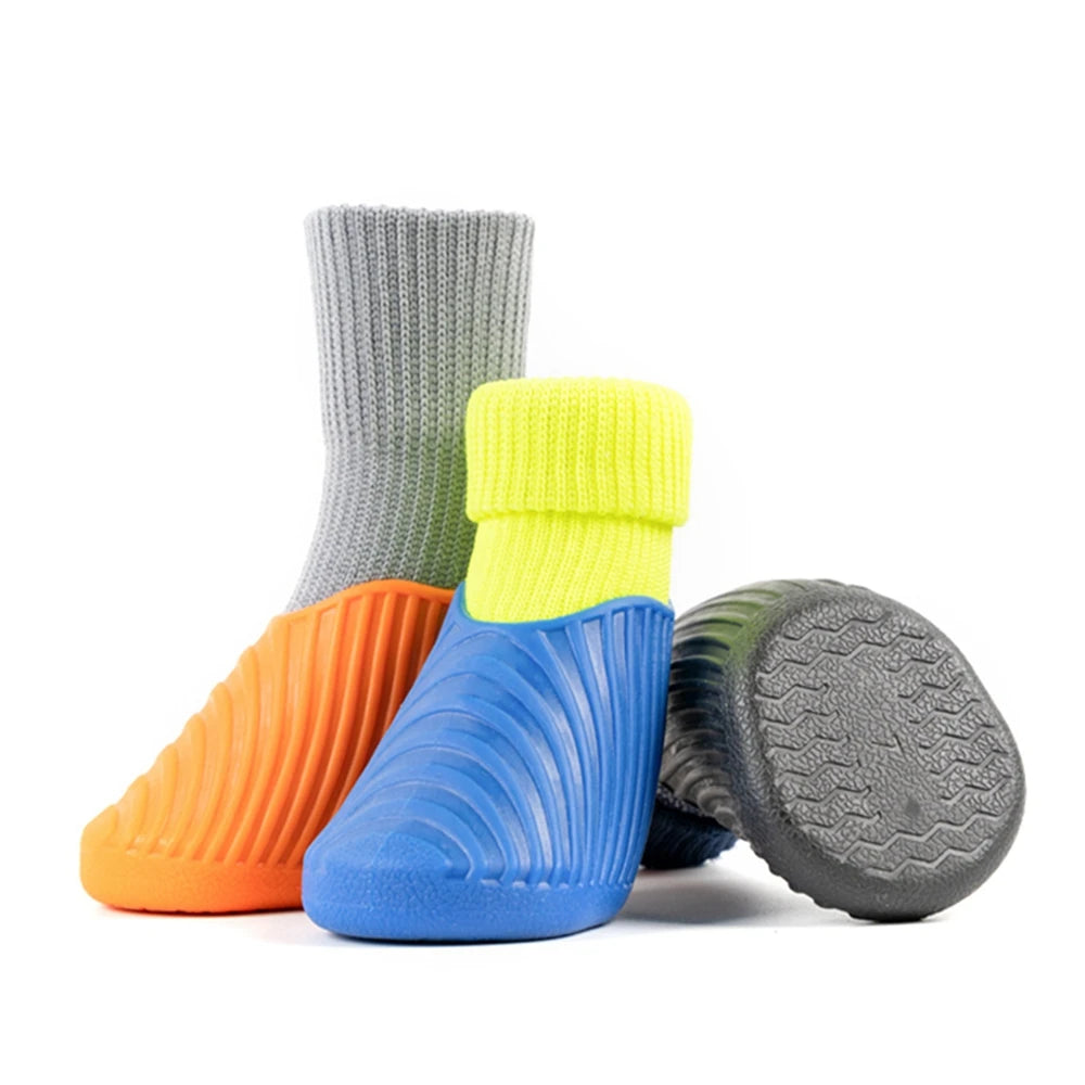 4Pcs Outdoor Pet Dog Boots Paw Protector Comfortable Waterproof Shoes Anti-slip For Small Medium Large Dogs Cats