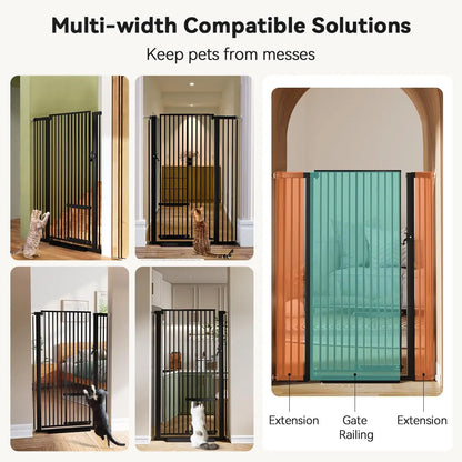 55.1" Tall Adjustable Cat Gate with Pet Door