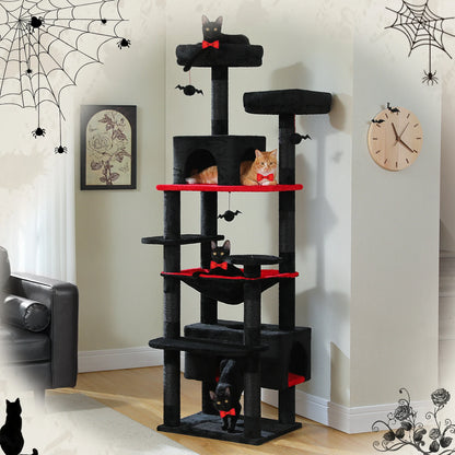 Large Cat Tree and Tower for Indoor Cats With Sisal-Covered Scratching Posts Spacious Hammock Padded Perches.
