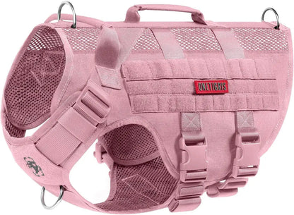 Tactical No-Pull Dog Harness – Mesh MOLLE Vest with Dual Handles