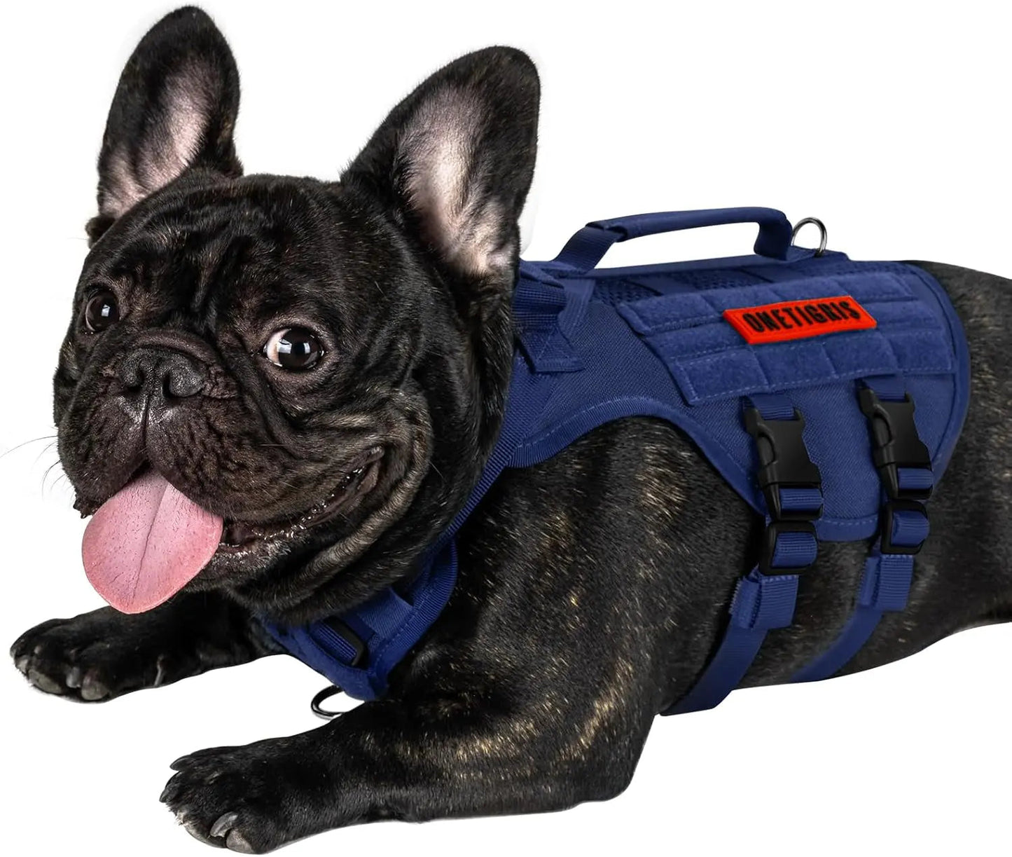 Tactical No-Pull Dog Harness – Mesh MOLLE Vest with Dual Handles