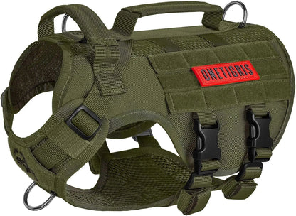 Tactical No-Pull Dog Harness – Mesh MOLLE Vest with Dual Handles