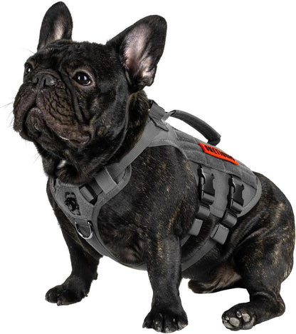 Tactical No-Pull Dog Harness – Mesh MOLLE Vest with Dual Handles