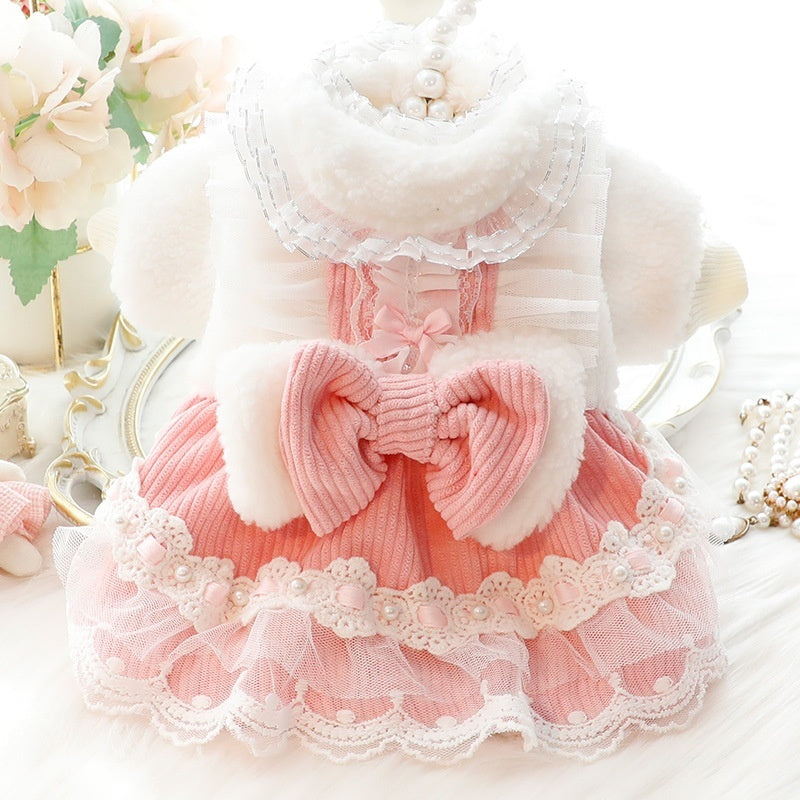 Bow-knot Lace-trimmed Small Pet Clothing