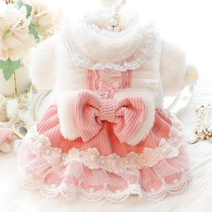 Bow-knot Lace-trimmed Small Pet Clothing