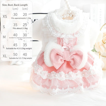 Bow-knot Lace-trimmed Small Pet Clothing