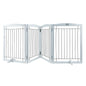 Free Standing Dog Gate, 32" H x 96.5" W Freestanding Pet Gate, 4 Panels Foldable Dog Gate for Wide and Narrow Passageways, Expandable Dog Barrier with Silent Foot Support for Indoor, White