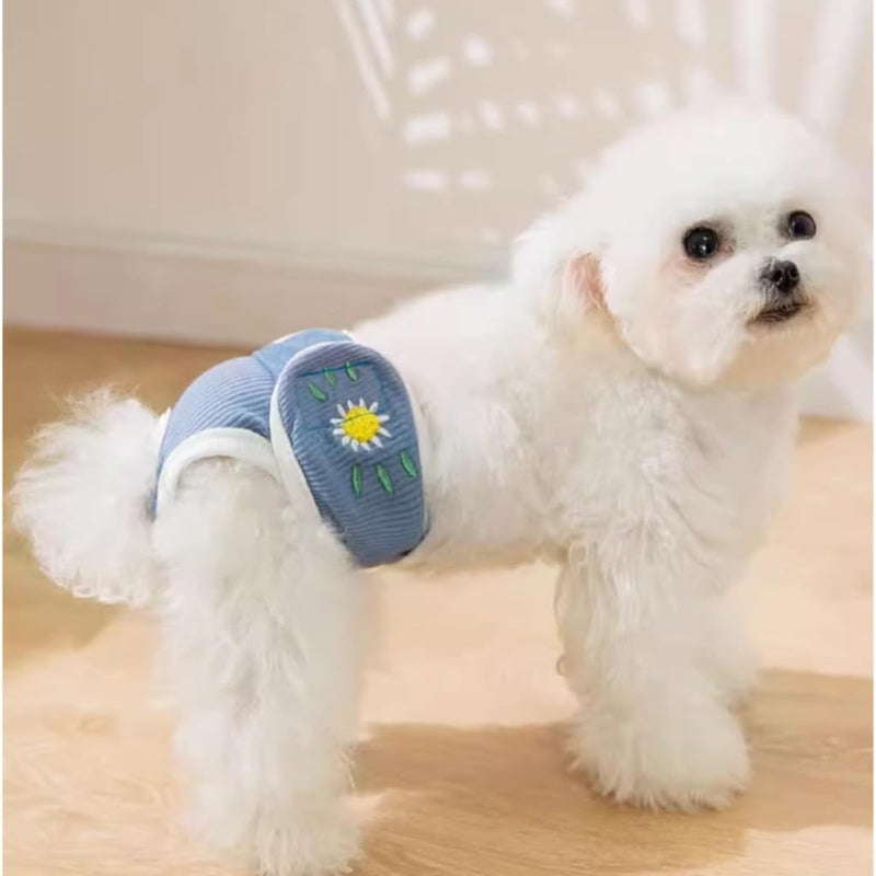 New Washable Dog Physiological Pants Leakproof Cartoon Dog Menstrual Pants Reusable Breathable Pet Diaper Pet Supplies