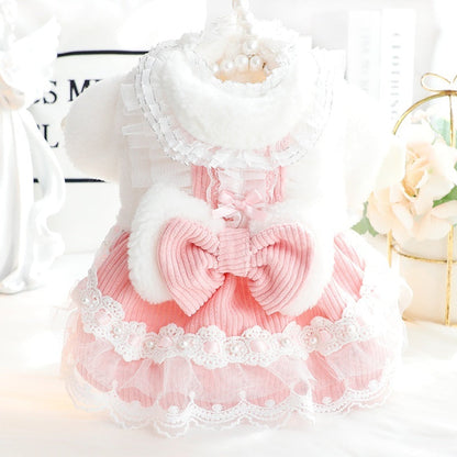 Bow-knot Lace-trimmed Small Pet Clothing