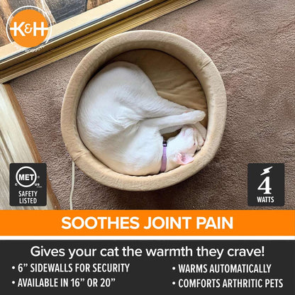 K&H Pet Products Thermo-Kitty Bed Indoor Heated Cat Bed – Safe, Energy Efficient & Washable