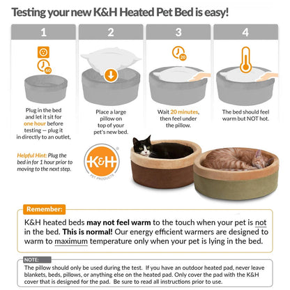 K&H Pet Products Thermo-Kitty Bed Indoor Heated Cat Bed – Safe, Energy Efficient & Washable