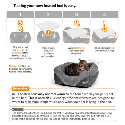 K&H Thermo-Pet Lounge Sleeper Heated Cat & Small Dog Bed – Plush, Non-Slip, Machine Washable Indoor Pet Bed