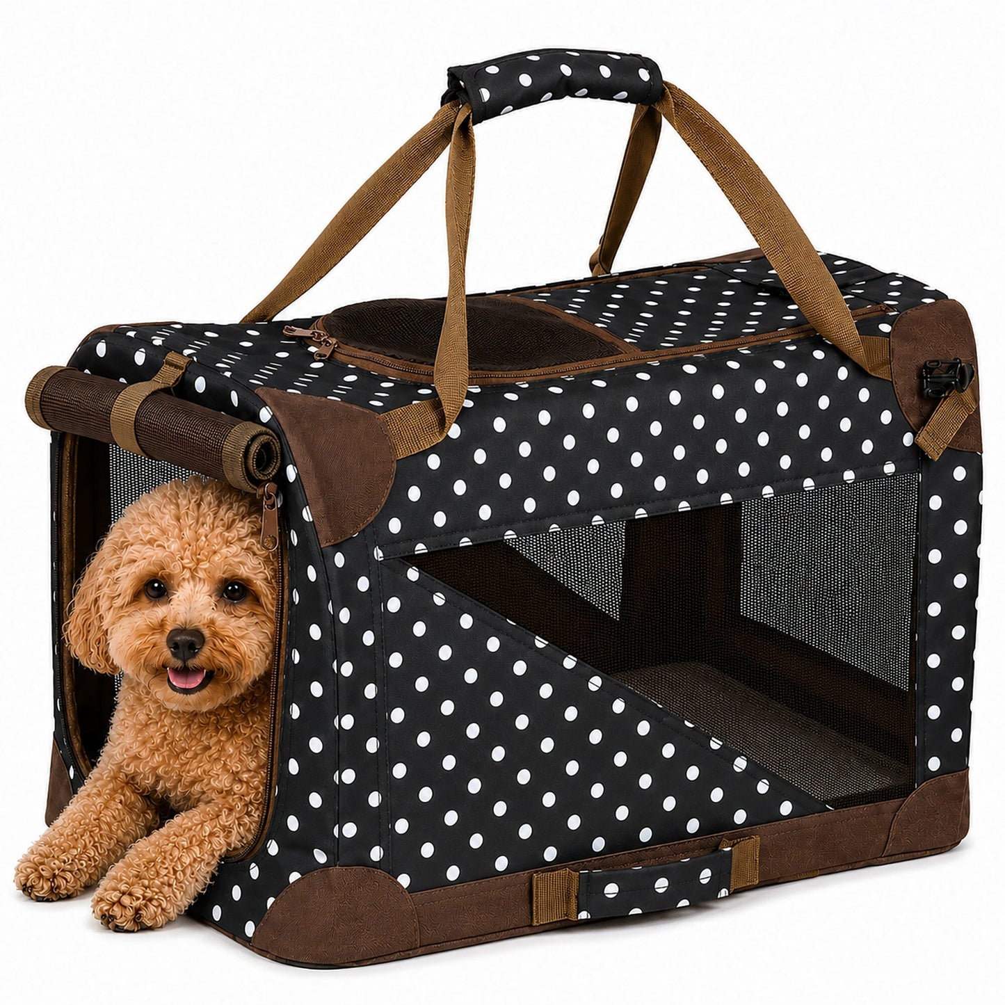 Pet Life ® '360° Vista View' Zippered Soft Folding Collapsible Durable Metal Framed Pet Dog Crate House Carrier