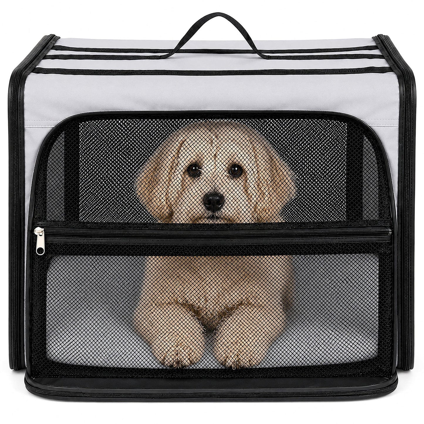 Pet Life ® 'Capacious' Dual-Sided Expandable Spacious Wire Folding Collapsible Lightweight Pet Dog Crate Carrier House