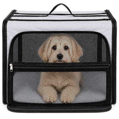 Pet Life ® 'Capacious' Dual-Sided Expandable Spacious Wire Folding Collapsible Lightweight Pet Dog Crate Carrier House