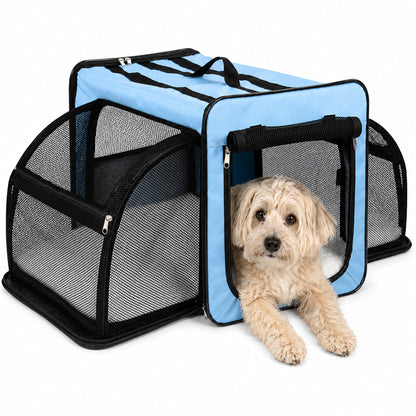 Pet Life ® 'Capacious' Dual-Sided Expandable Spacious Wire Folding Collapsible Lightweight Pet Dog Crate Carrier House