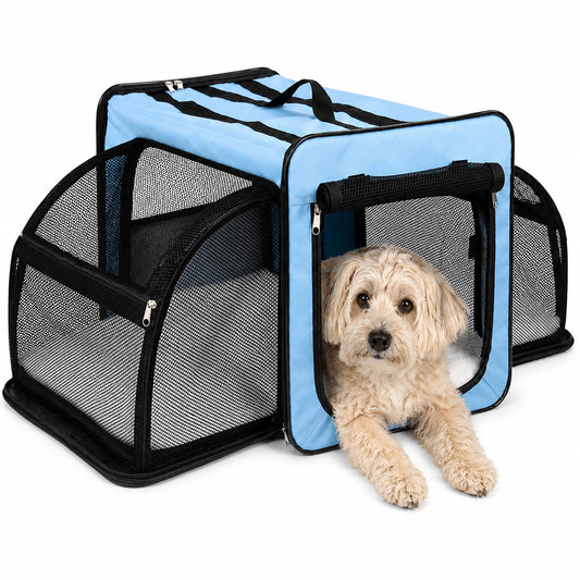 Pet Life ® 'Capacious' Dual-Sided Expandable Spacious Wire Folding Collapsible Lightweight Pet Dog Crate Carrier House