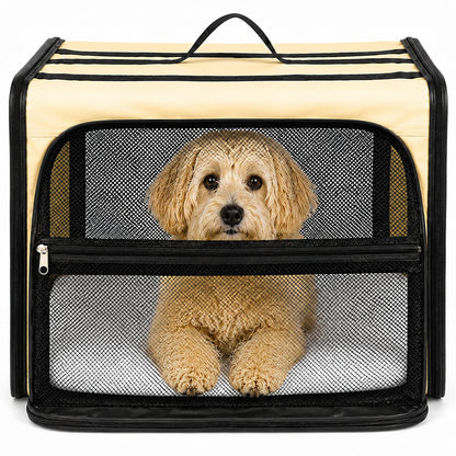 Pet Life ® 'Capacious' Dual-Sided Expandable Spacious Wire Folding Collapsible Lightweight Pet Dog Crate Carrier House