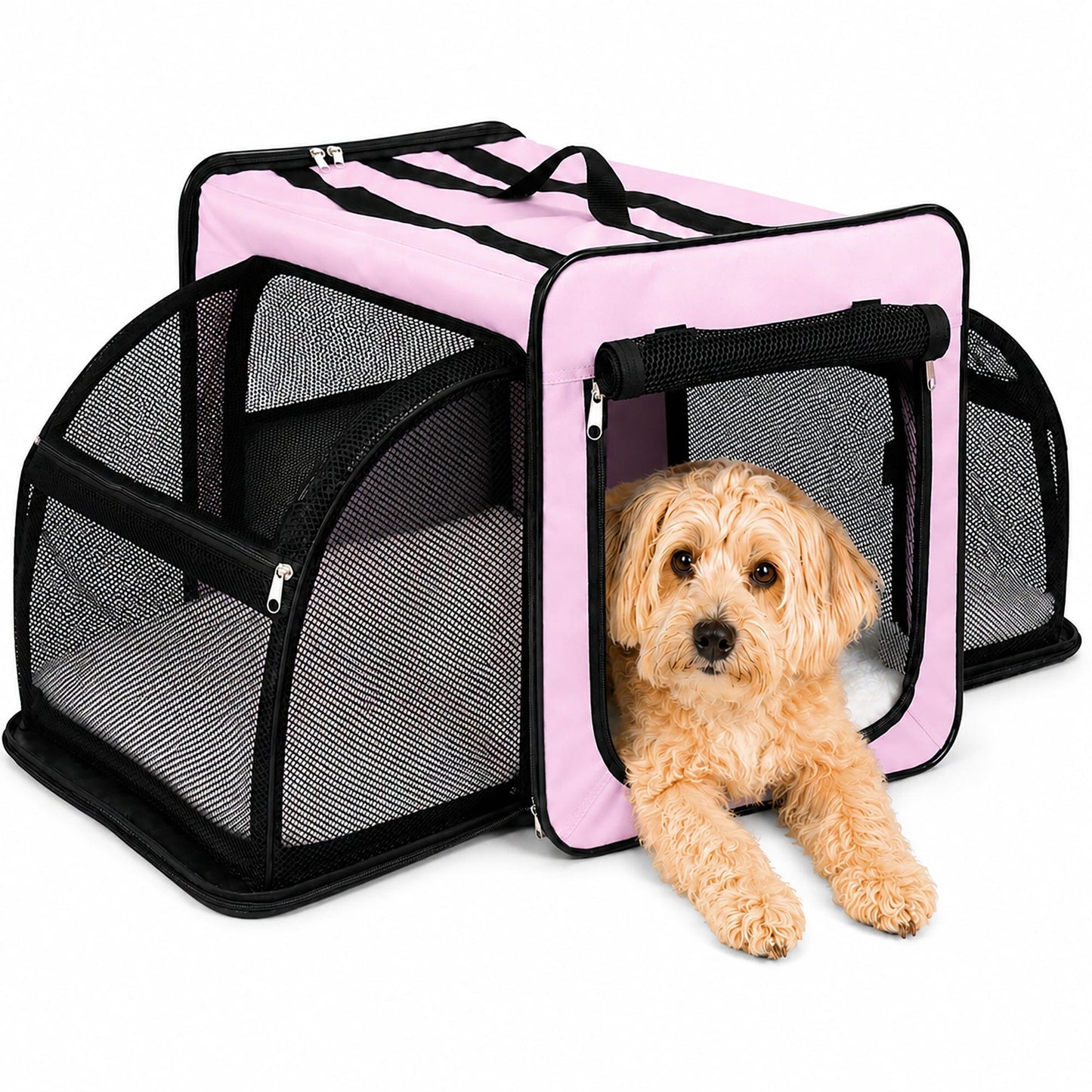Pet Life ® 'Capacious' Dual-Sided Expandable Spacious Wire Folding Collapsible Lightweight Pet Dog Crate Carrier House