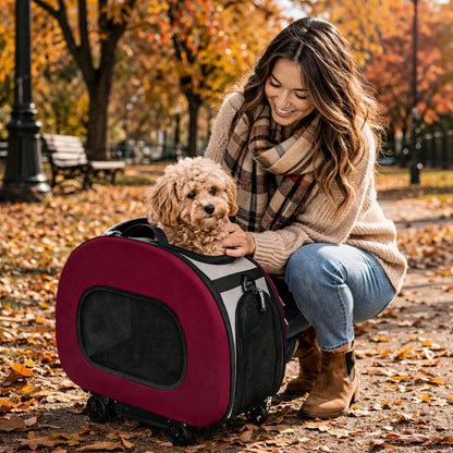 Pet Life ® 'Final Destination' Airline Approved 2-in-1 Tough-Shell Wheeled Collapsible Travel Fashion Pet Dog Carrier Crate