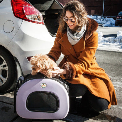 Pet Life ® 'Final Destination' Airline Approved 2-in-1 Tough-Shell Wheeled Collapsible Travel Fashion Pet Dog Carrier Crate