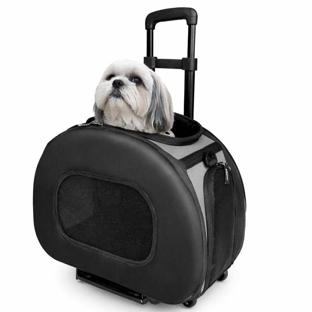 Pet Life ® 'Final Destination' Airline Approved 2-in-1 Tough-Shell Wheeled Collapsible Travel Fashion Pet Dog Carrier Crate