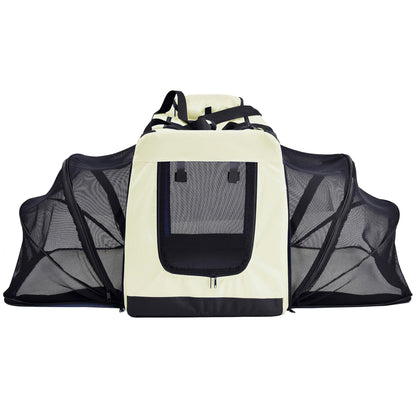 Pet Life ®  'Hounda Accordion' Metal Framed Soft-Folding Collapsible Dual-Sided Expandable Pet Dog Crate