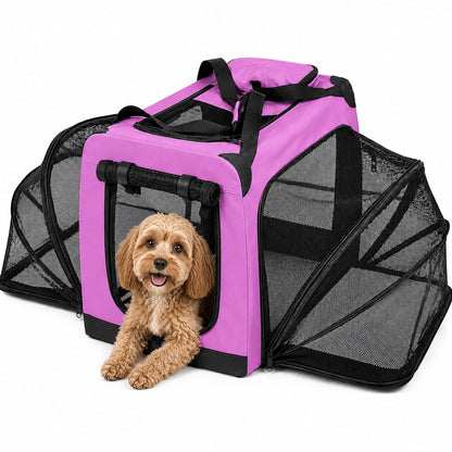 Pet Life ®  'Hounda Accordion' Metal Framed Soft-Folding Collapsible Dual-Sided Expandable Pet Dog Crate