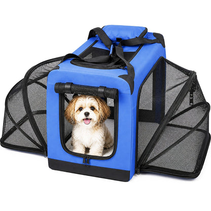 Pet Life ®  'Hounda Accordion' Metal Framed Soft-Folding Collapsible Dual-Sided Expandable Pet Dog Crate