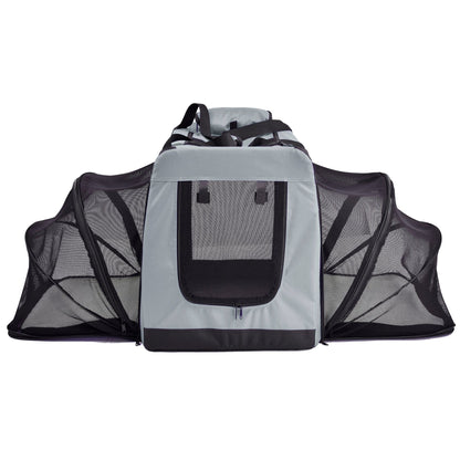 Pet Life ®  'Hounda Accordion' Metal Framed Soft-Folding Collapsible Dual-Sided Expandable Pet Dog Crate