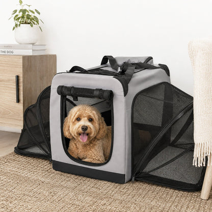 Pet Life ®  'Hounda Accordion' Metal Framed Soft-Folding Collapsible Dual-Sided Expandable Pet Dog Crate