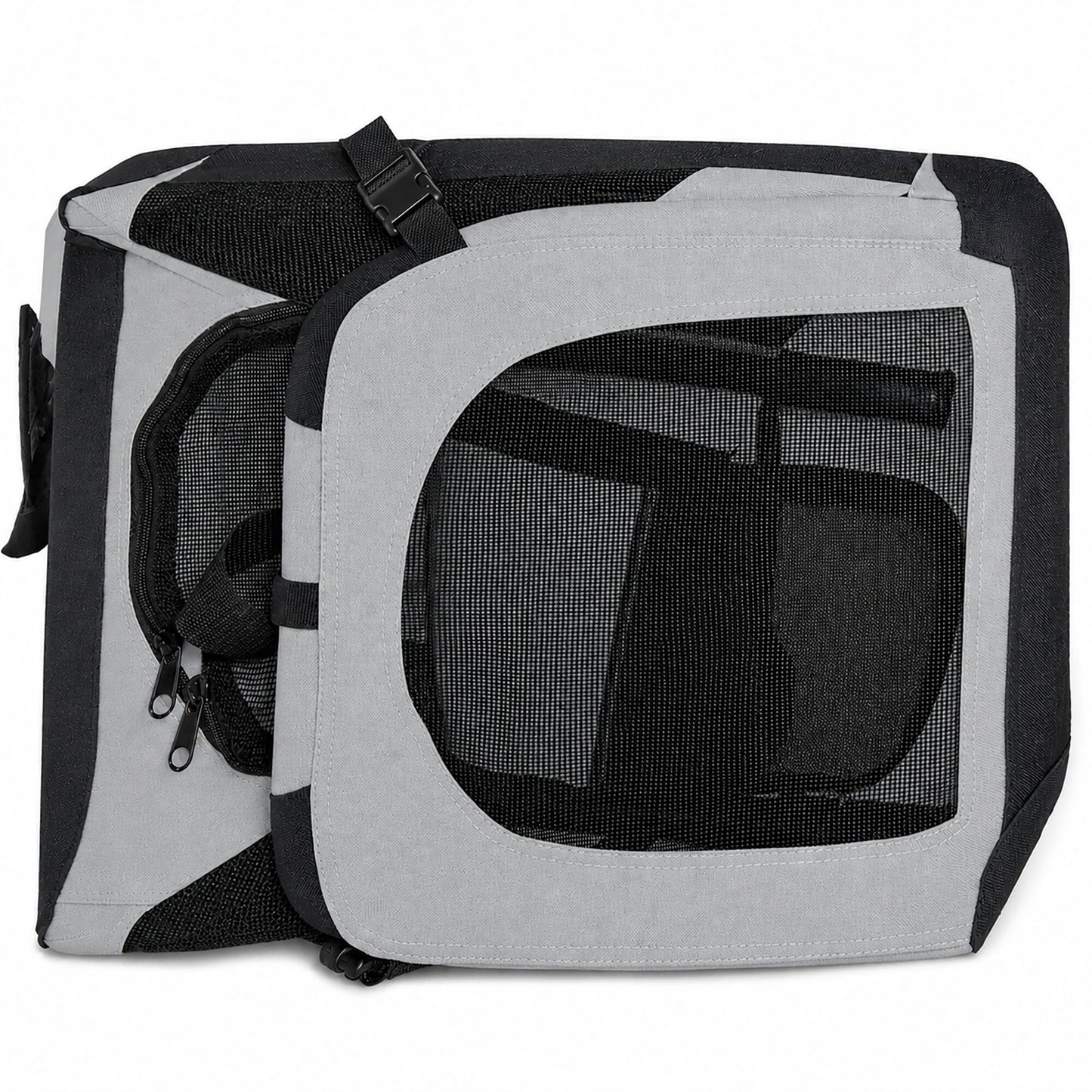 Pet Life ®  'Hounda Accordion' Metal Framed Soft-Folding Collapsible Dual-Sided Expandable Pet Dog Crate