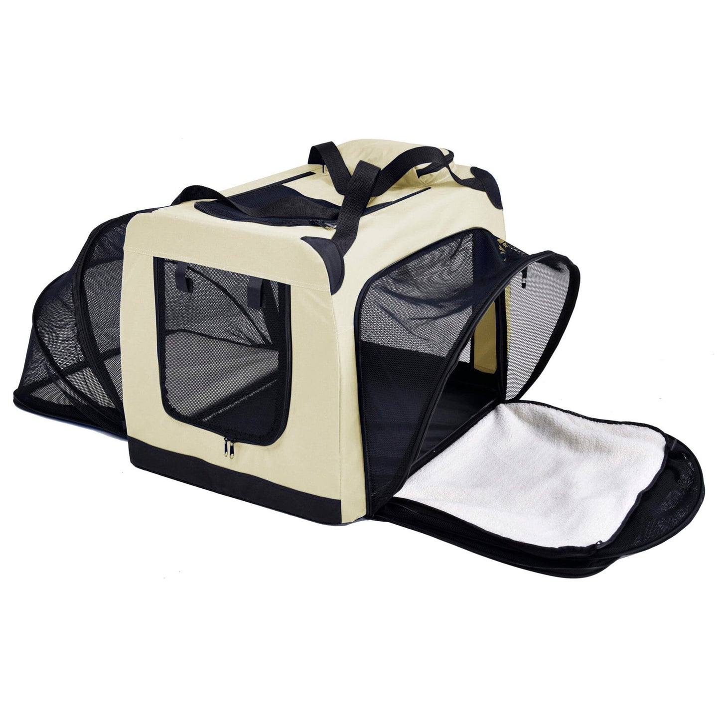 Pet Life ®  'Hounda Accordion' Metal Framed Soft-Folding Collapsible Dual-Sided Expandable Pet Dog Crate