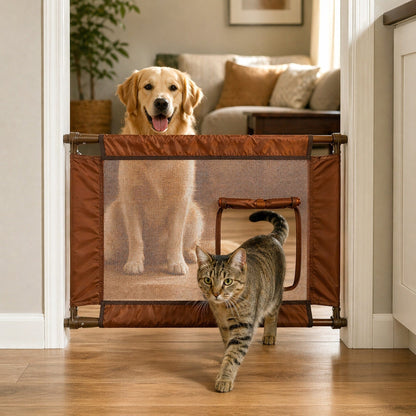 Pet Life ® 'Porta Gate' Anti-Drilling Nylon Mesh Collapsible Folding Travel Safety Pet Cat Dog Gate w/ Zippered Entrance
